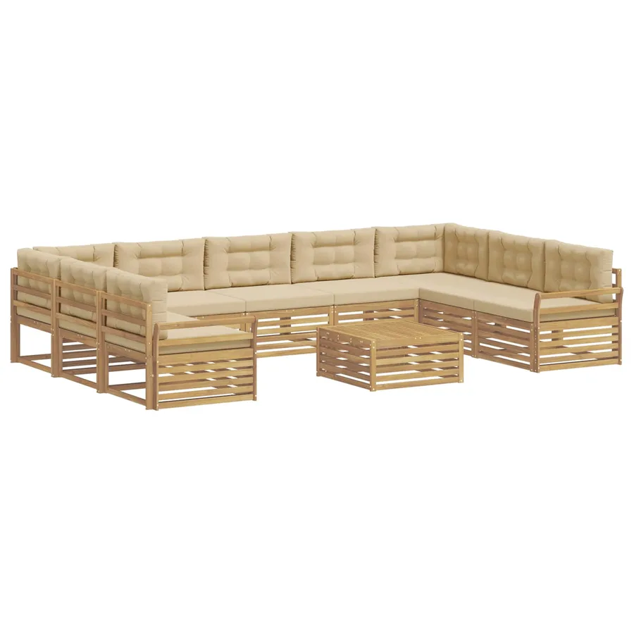 Ensemble de canapés d'extérieur 10 pc Blanc et Beige - 2