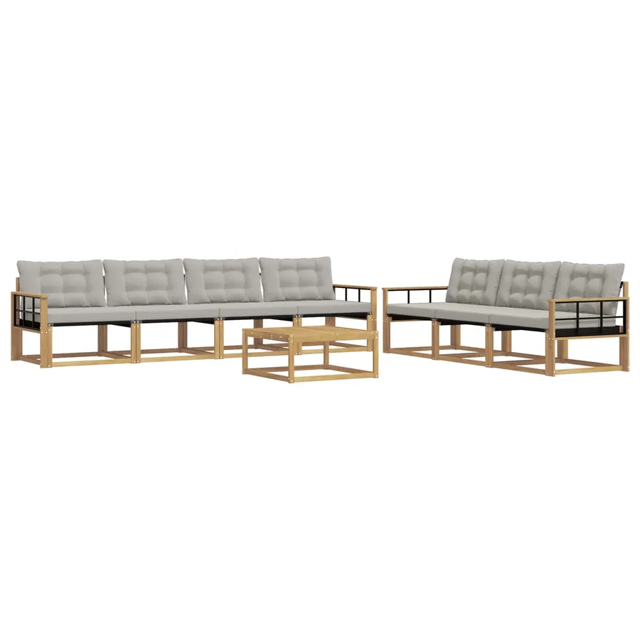 Ensemble de canapés d'extérieur 8 pcs Blanc et gris clair - 2