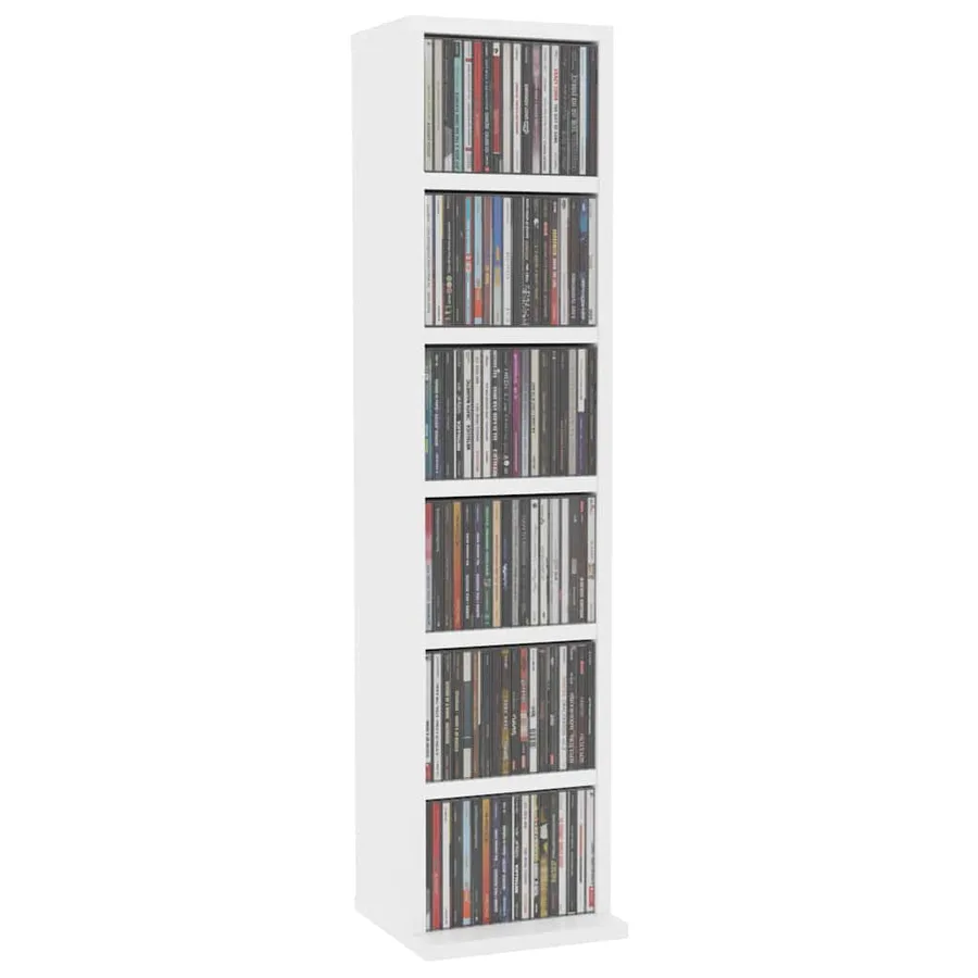 Armoire à CD Blanc 21x20x88 cm Bois d'ingénierie - 3
