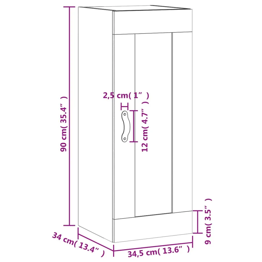 Armoire murale blanc 34,5x34x90 cm bois d'ingénierie - 14
