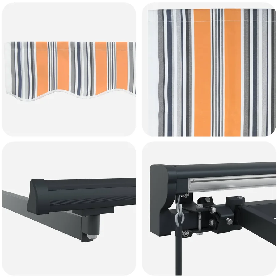Auvent rétractable manuel Orange, Gris, Bleu, Blanc 4 × 3,5 m - 7