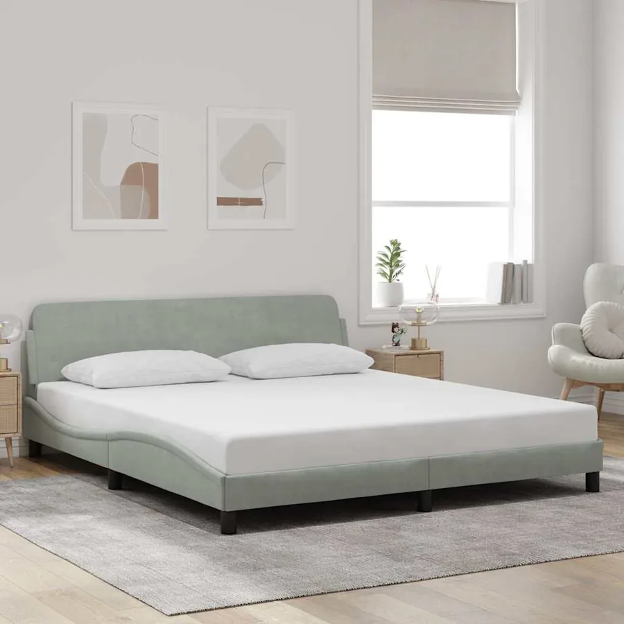 Cadre de lit Dover gris clair 183x213 cm velours