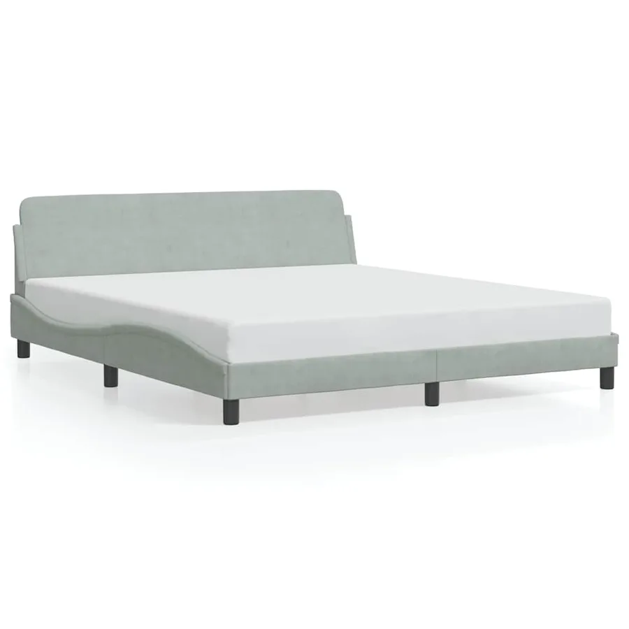 Cadre de lit Dover gris clair 183x213 cm velours - 2
