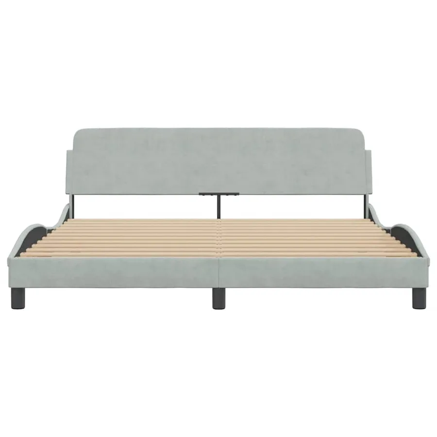 Cadre de lit Dover gris clair 183x213 cm velours - 4
