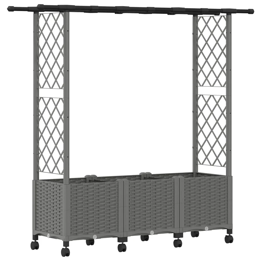 Lit Élevé avec Treillis et Toit Gris clair 162,5 x 40 x 142 cm - 2
