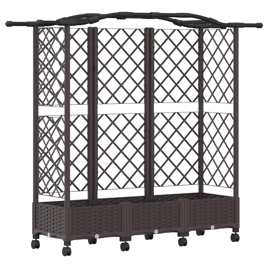 Lit Élevé avec Treillis et Toit Marron 163 x 40 x 129 cm PP - 2