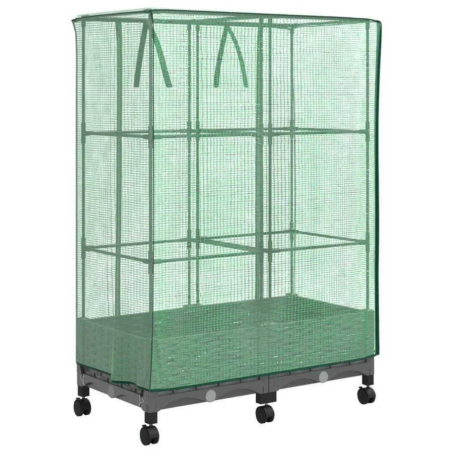 Jardinière de jardin avec couverture de serre et roues 2 pc PP - 4