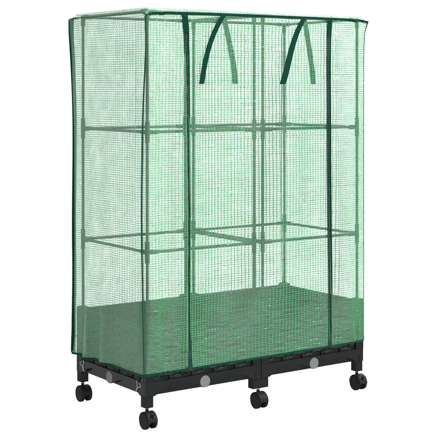 Jardinière de jardin avec couverture de serre et roues 2 pc PP - 2