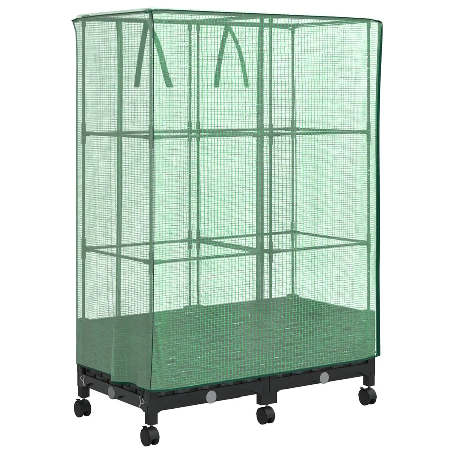 Jardinière de jardin avec couverture de serre et roues 2 pc PP - 4