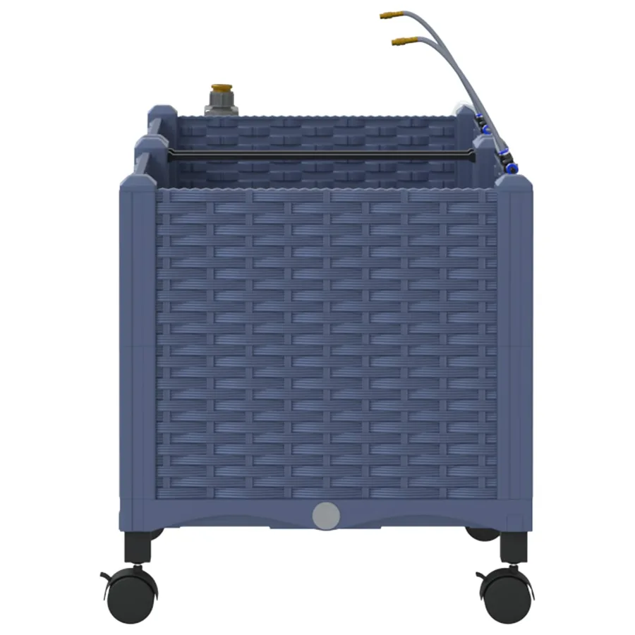 Porte-plante de jardin avec irrigation et roues 2 pc Gris PP - 3