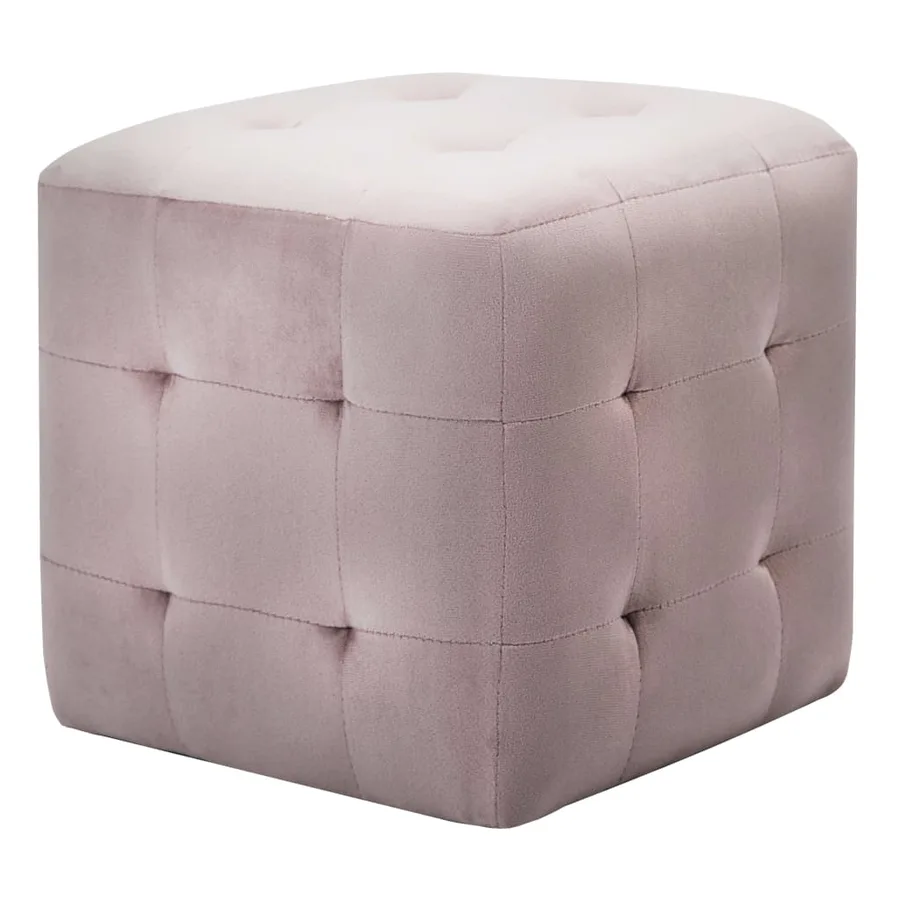2 pcs Poufs Rose 30 x 30 x 30 cm Tissu velours - 2