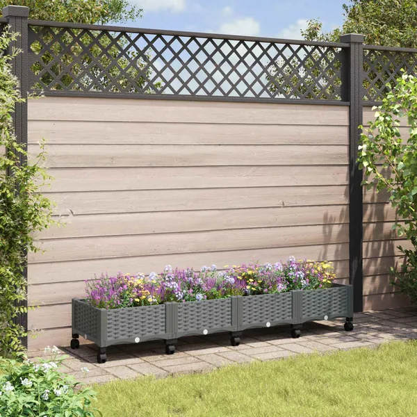 Jardinière avec Roues Gris clair 160 x 40 x 33 cm PP