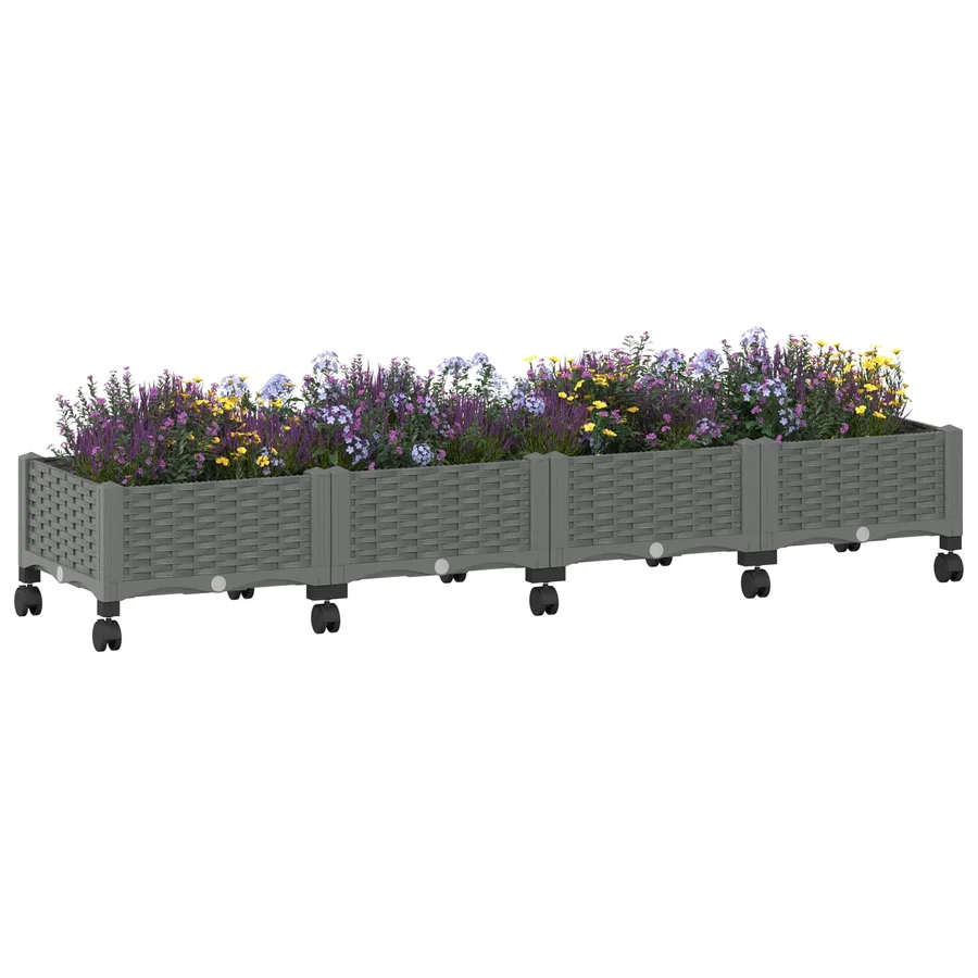 Jardinière avec Roues Gris clair 160 x 40 x 33 cm PP - 3