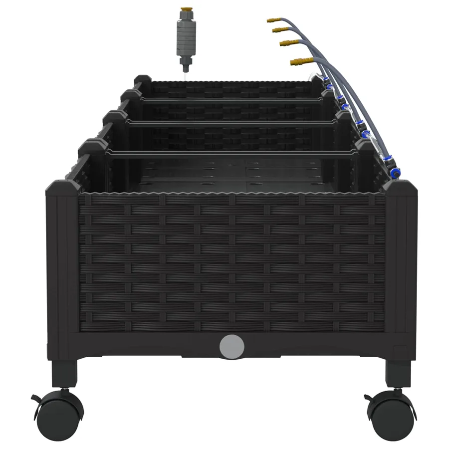 Porte-plante de jardin avec irrigation et roues 4 pc Noir PP - 3