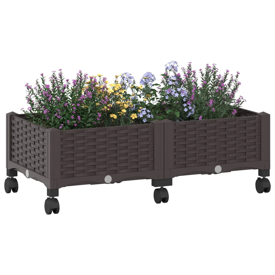 Jardinière avec Roues Marron 80 x 40 x 29 cm PP - 3