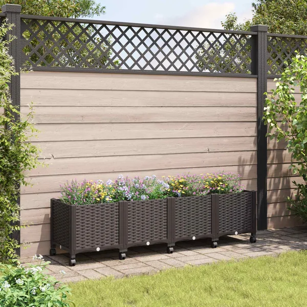 Jardinière avec Roues Marron 160 x 40 x 44 cm PP