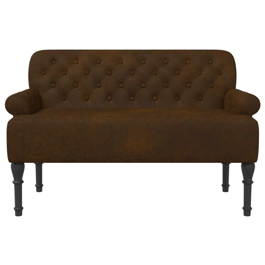 Canapé love seat avec capitonnage en boutons Marron Simili daim - 3