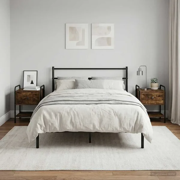 Table de chevet 2 pc Chêne fumé Bois d'ingénierie
