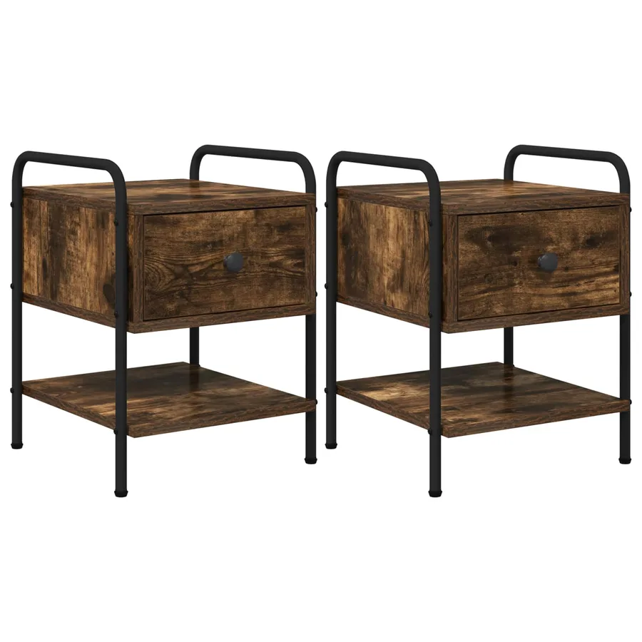 Table de chevet 2 pc Chêne fumé Bois d'ingénierie - 2