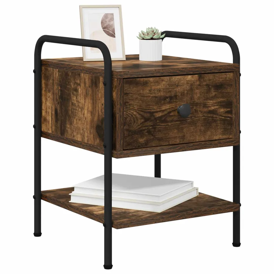 Table de chevet 2 pc Chêne fumé Bois d'ingénierie - 3