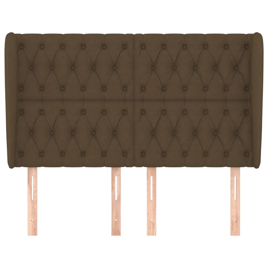 Tête de lit avec oreilles Marron foncé 163x23x118/128 cm Tissu - 3