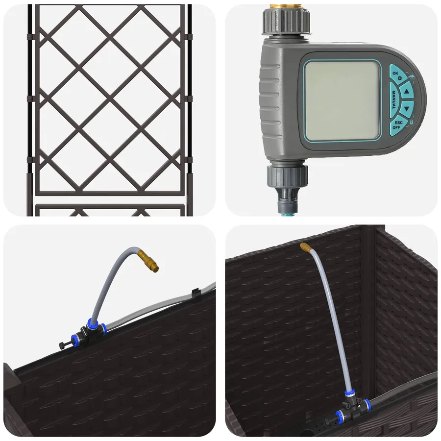 Porte-plante de jardin avec irrigation et roues Marron PP - 5