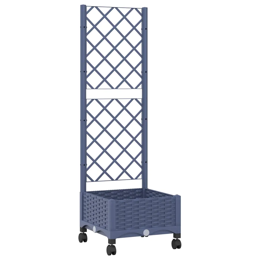Bac de jardin avec treillis et roues Gris Bleu PP - 2