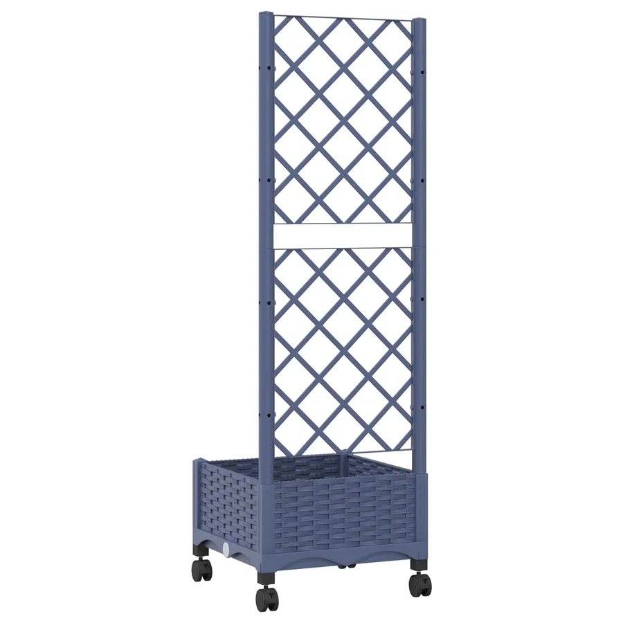 Bac de jardin avec treillis et roues Gris Bleu PP - 5
