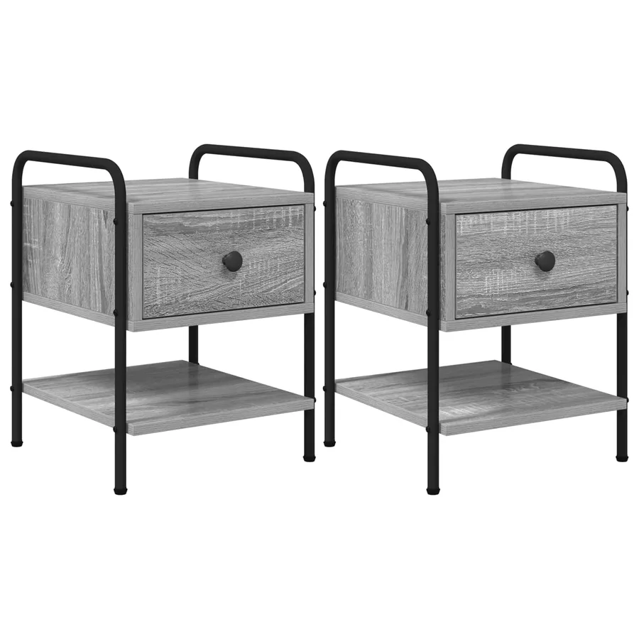 Table de chevet 2 pc Sonoma gris Bois d'ingénierie - 2
