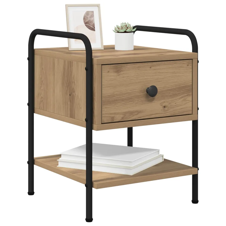 Table de chevet 2 pc Chêne artisanal Bois d'ingénierie - 3