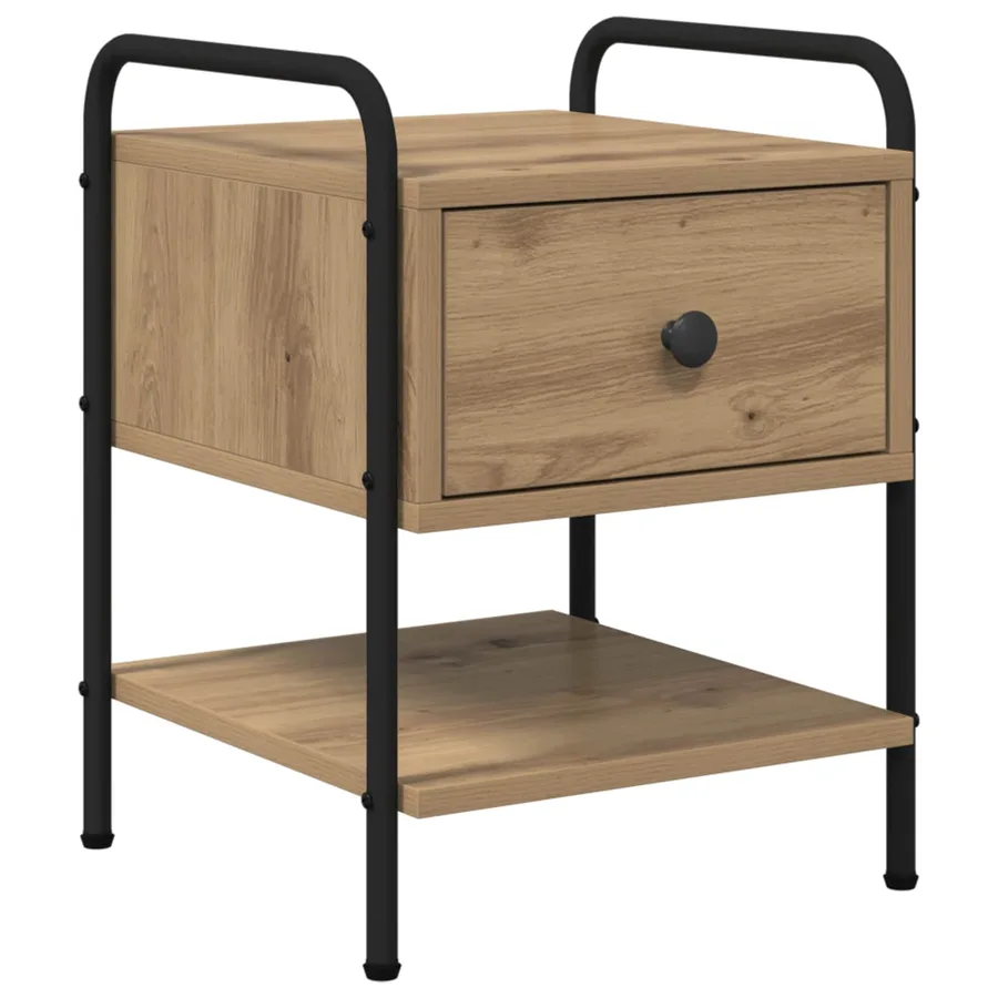 Table de chevet 2 pc Chêne artisanal Bois d'ingénierie - 4