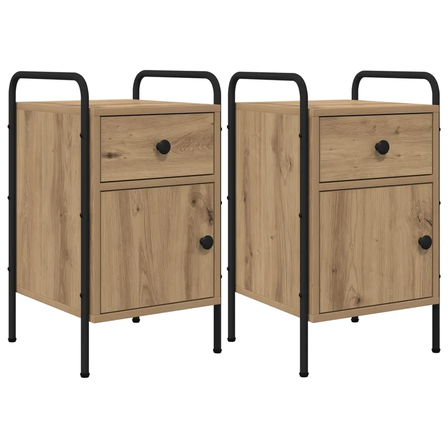 Table de chevet 2 pc Chêne artisanal 35 x 36,5 x 61 cm - 2