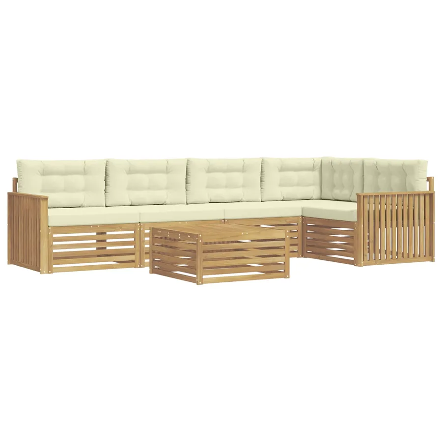 Ensemble de canapés d'extérieur 6 pc Blanc et crème Polyester - 2