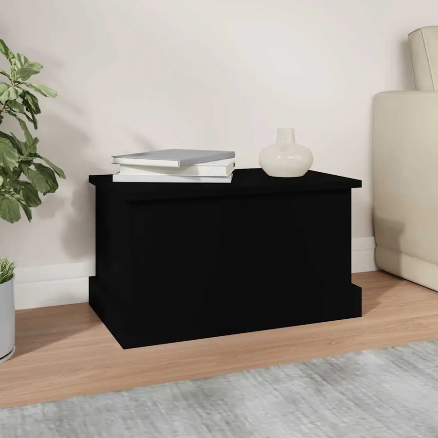Boîte de rangement noir 50x30x28 cm bois d'ingénierie - 3