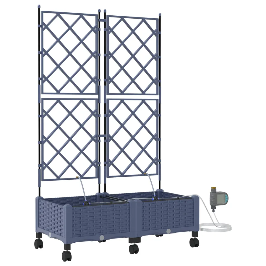 Porte-plante de jardin avec irrigation et roues 2 pc Gris PP - 2