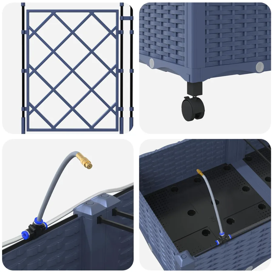 Porte-plante de jardin avec irrigation et roues 2 pc Gris PP - 5