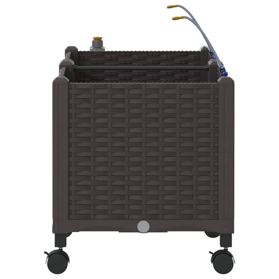 Porte-plante de jardin avec irrigation et roues 2 pc Marron PP - 3