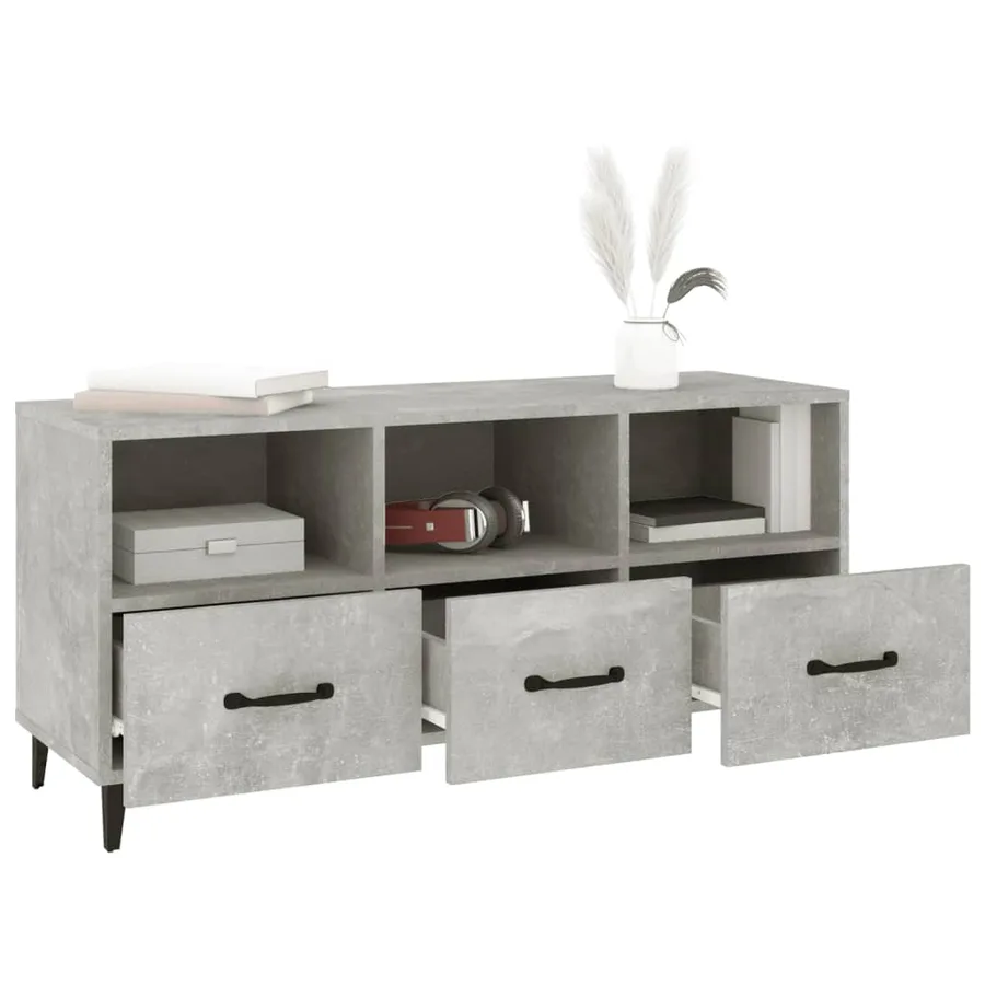 Meuble TV Gris béton 102x35x50 cm Bois d'ingénierie - 4