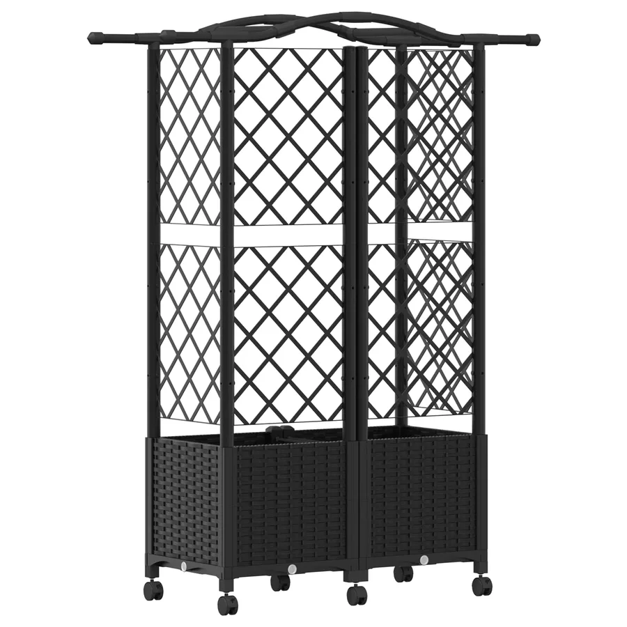 Lit Élevé avec Treillis et Toit Noir 122 x 40 x 144 cm PP - 5