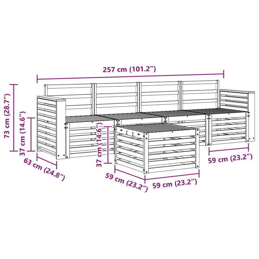 Ensemble de canapés d'extérieur 5 pcs Blanc - 7
