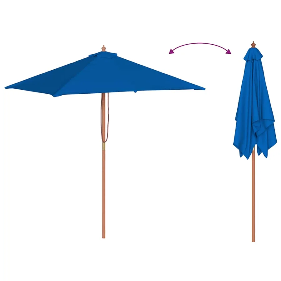 Parasol de jardin avec mât en bois bleu 150x200 cm - 6