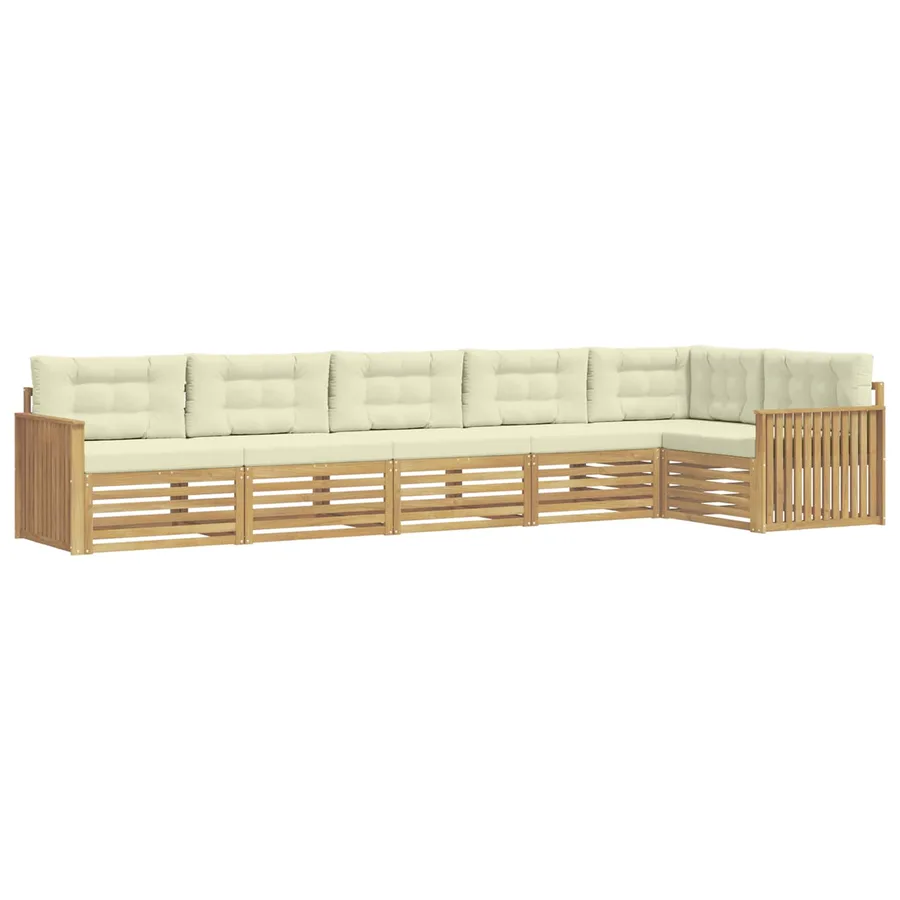 Ensemble de canapés d'extérieur 6 pc Blanc et crème Polyester - 2
