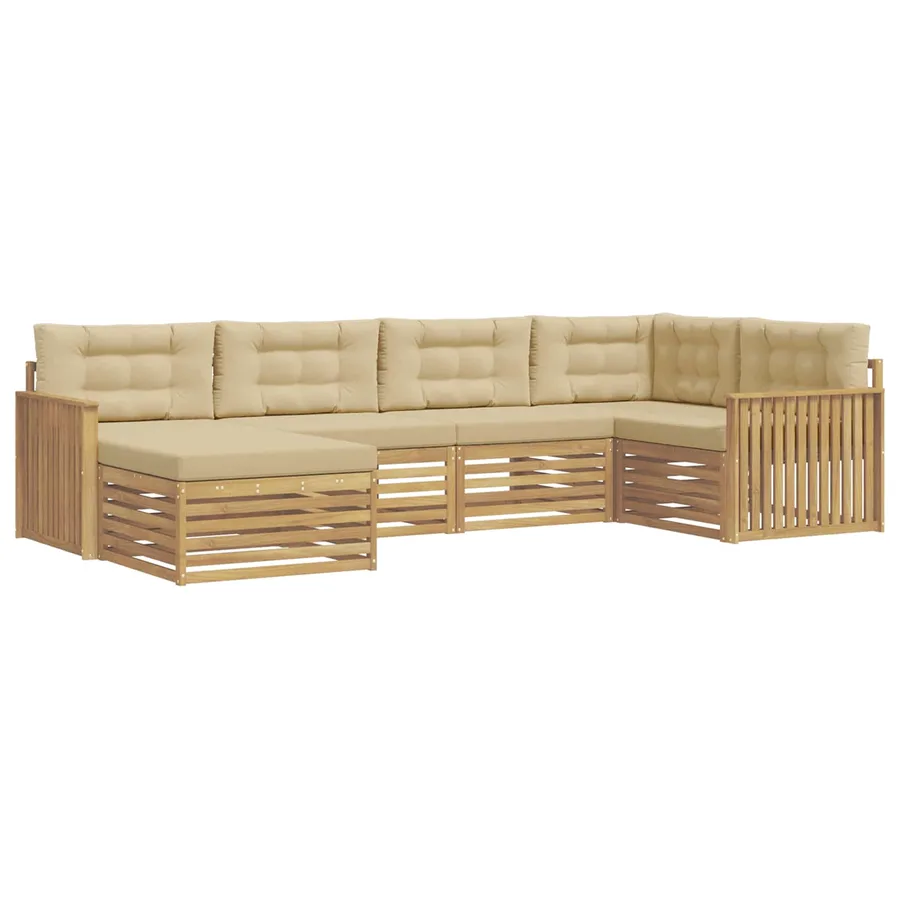 Ensemble de canapés d'extérieur 6 pc Blanc et Beige Polyester - 2