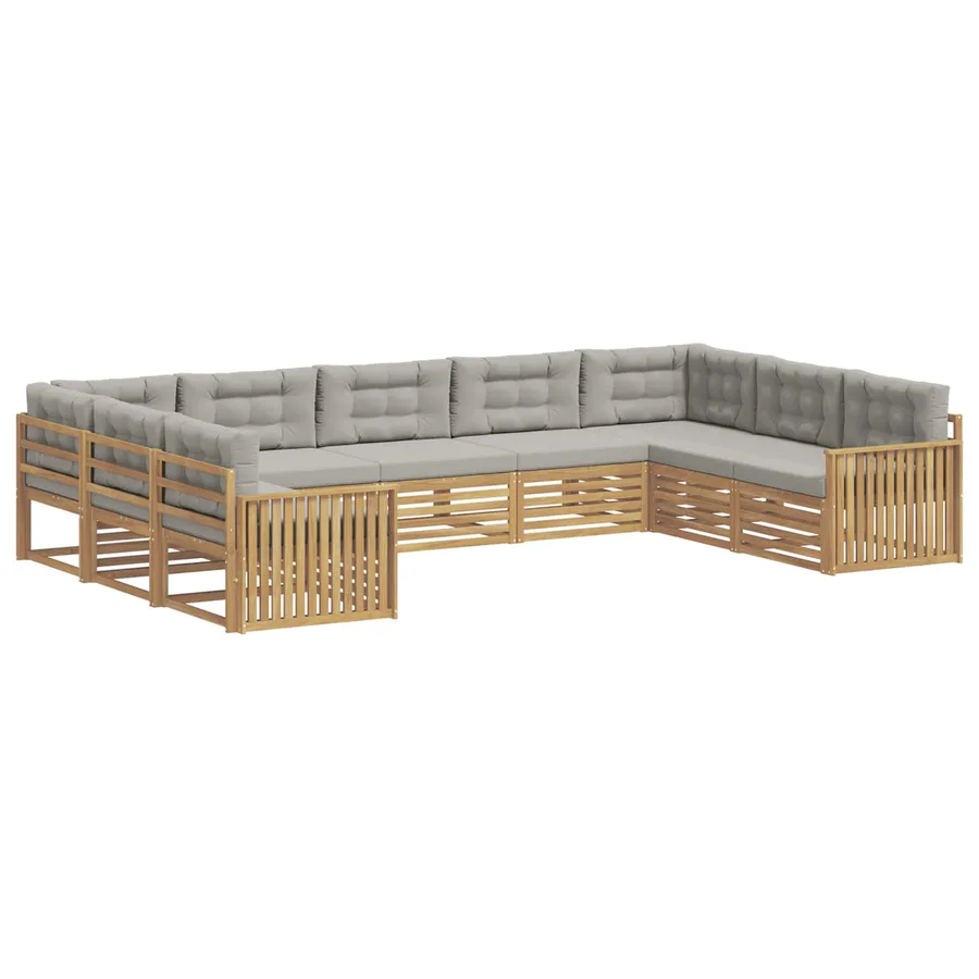 Ensemble de canapés d'extérieur 9 pc Blanc et gris clair - 2