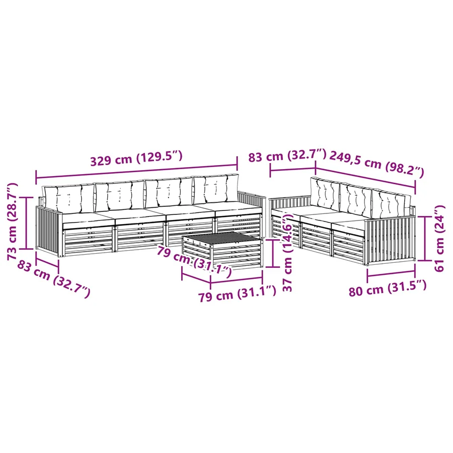 Ensemble de canapés d'extérieur 8 pc Blanc et anthracite - 7