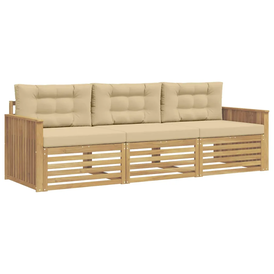 Ensemble de canapés d'extérieur 3 pc Blanc et Beige - 2