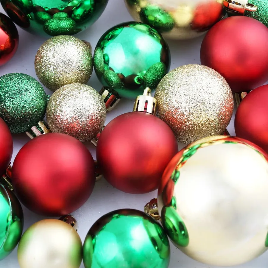 Boules de Noël 100 pcs Rouge/Doré/Vert - 18
