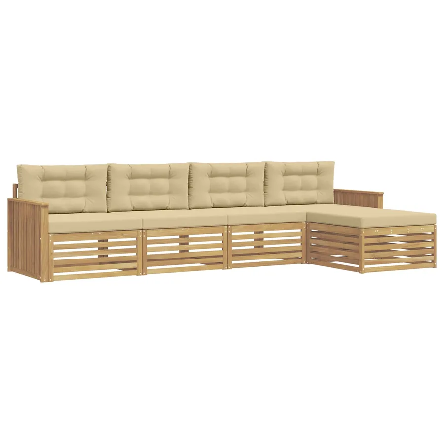 Ensemble de canapés d'extérieur 5 pc Blanc et Beige - 2