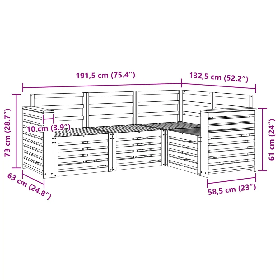 Ensembles de canapés 4 pcs Blanc 191 x 132,5 x 73 cm - 6