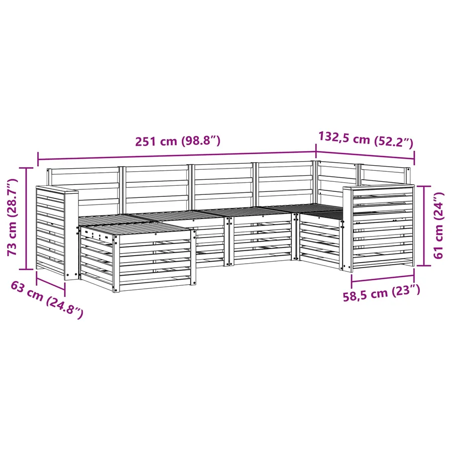 Ensemble de canapés d'extérieur 6 pcs Blanc Polyester - 8